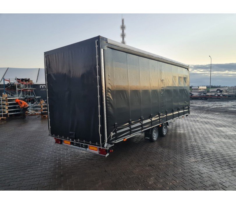 Remorque porte-voitures 620 x 210 x 240 cm avec rideaux coulissants sur 2 côtés, poids total autorisé en charge jusqu'à 3 500 kg, transporteur universel – Image 15